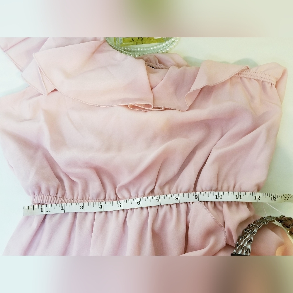 NWT Beta House Pink One Shoulder Ruffled Dress - Picture 11 of 13